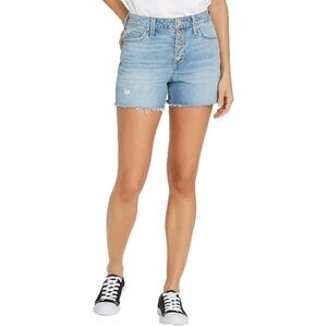 NWT - Universal Thread High-Rise Midi Stretch Button Denim Jean Shorts, Size 8